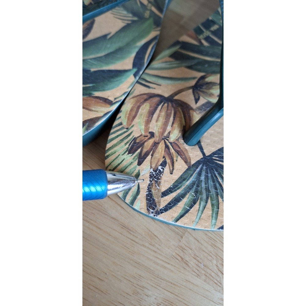 Havaianas x FARM Rio Bananart Teal flip-flops Sz 6W/5M Eur 37/38, Bra 35/36 - Picture 6 of 8
